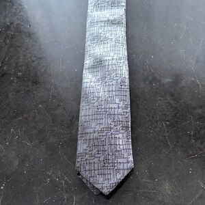 CNC Costume National Textured Charcoal Gray Geometric Tie